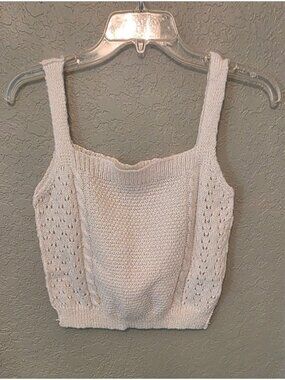 POL Ivory Cropped Lightweight Sweater Tank Top L EUC